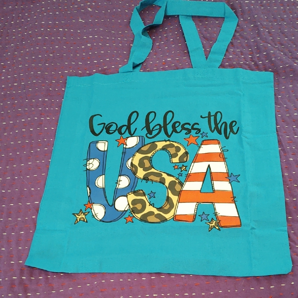 Blue USA Print Tote Bag NWT